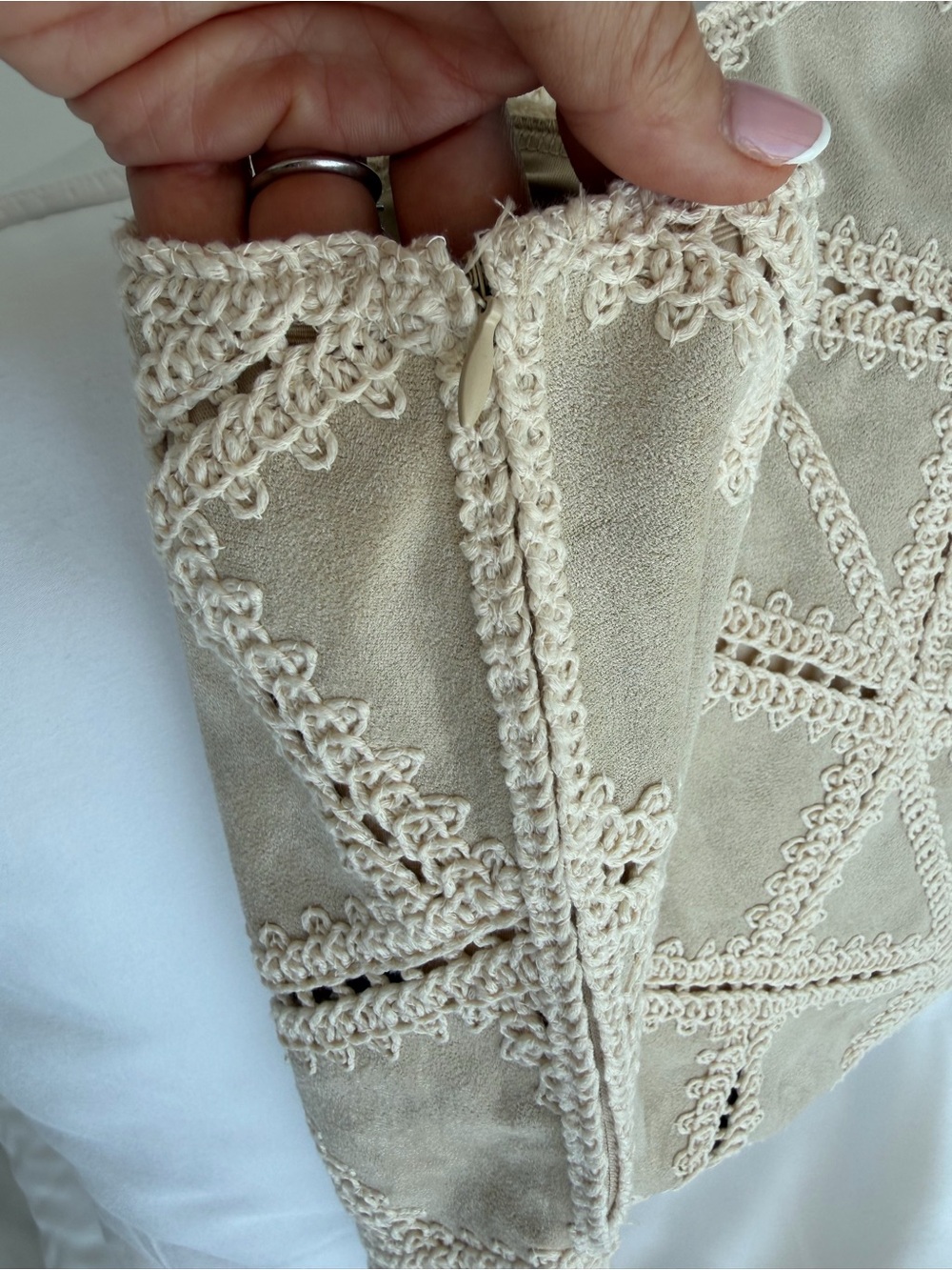 Zara Cream Crochet Diamond-Panel Mini Skirt - Picture 11 of 13